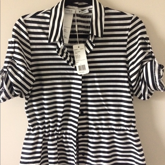 Sold..Akris Punto Black White Striped Shirt Size 8 - Picture 4 of 8